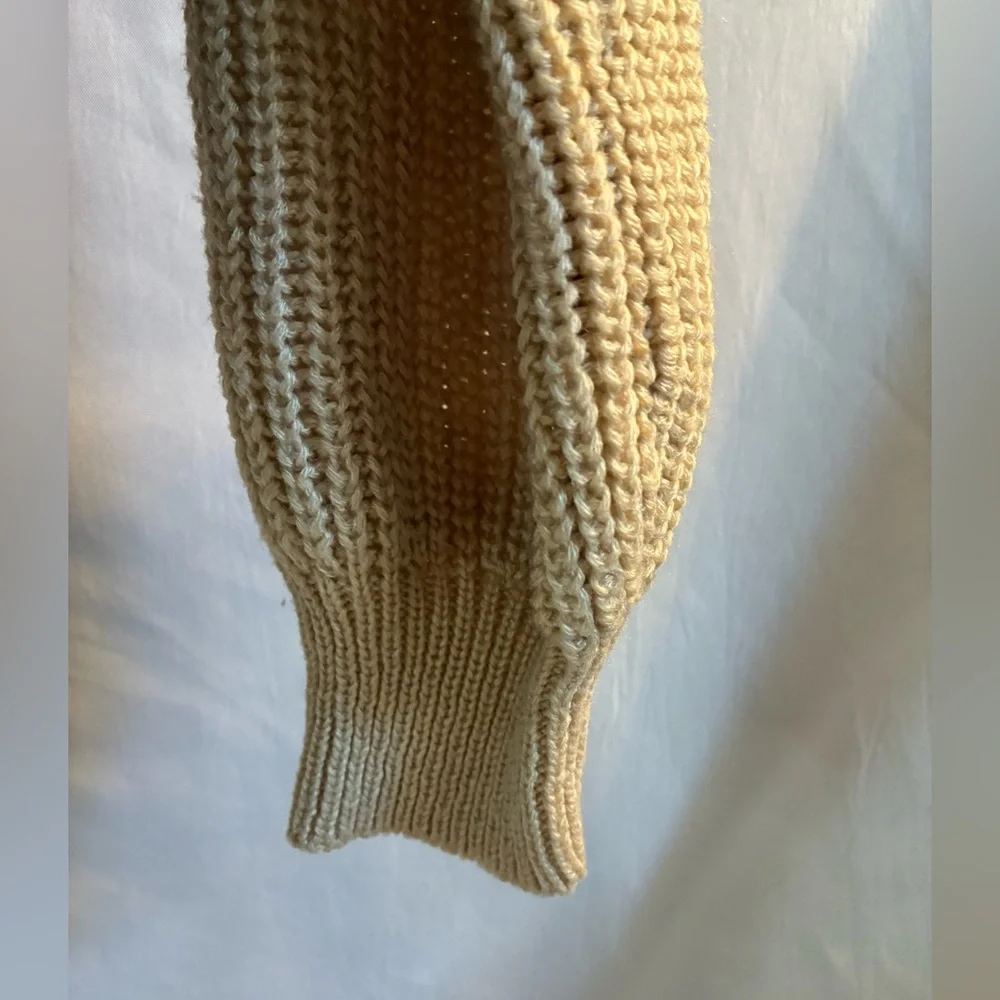 Beige/maroon color block V neck long sleeves loose knit pullover sweater XXL 19